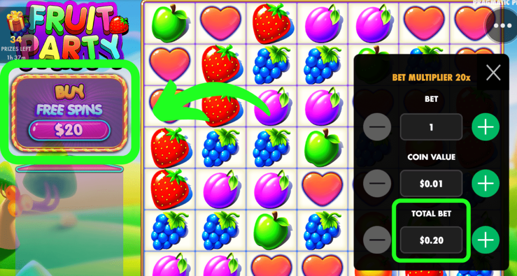 Buy feature bonus slot fruit party on stake casino in 2023