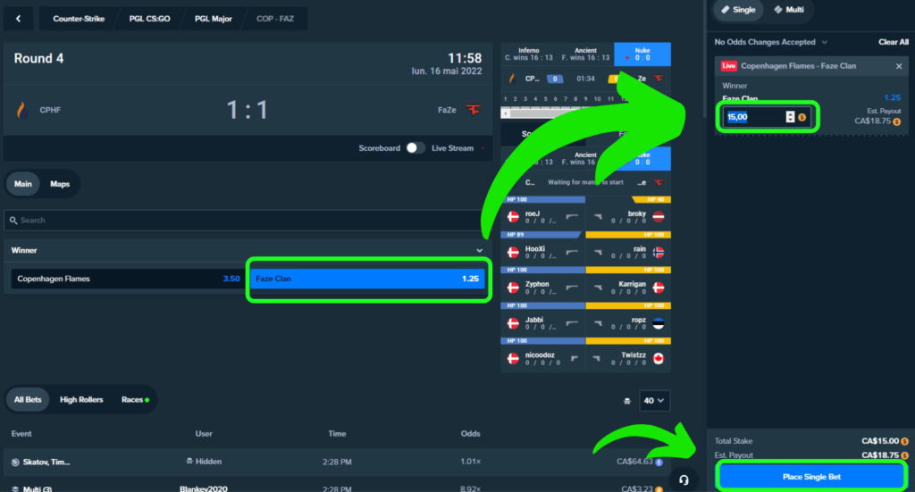 CSGO sports betting on stake.com casino in 2023 tutorials